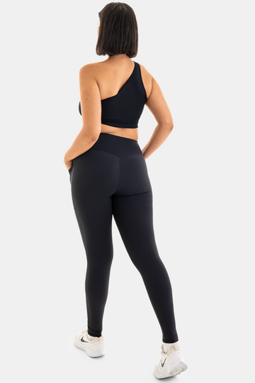 Bacon Active Long Legging V-Waist Legging with Pockets // Black